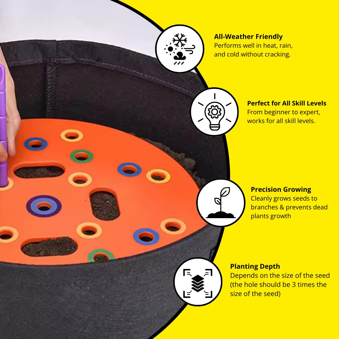 Round Seed Planting Template with Seed & Seedling Spacer, Color-Coded Garden Spacing Tool with Dibber and Spoon, Vegetable Growing Guide for Easy Home & Kitchen Gardening - Image 4