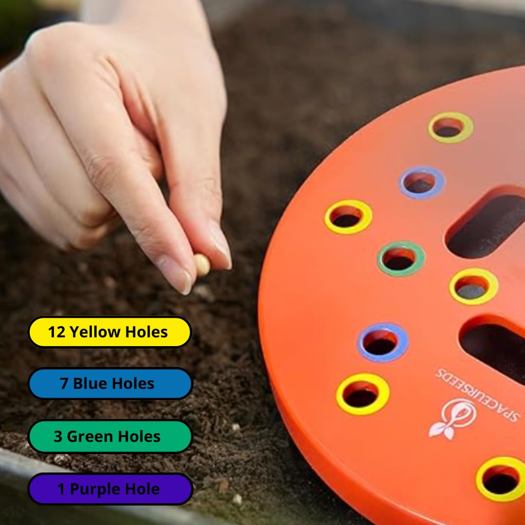 Round Seed Planting Template with Seed & Seedling Spacer, Color-Coded Garden Spacing Tool with Dibber and Spoon, Vegetable Growing Guide for Easy Home & Kitchen Gardening - Image 5