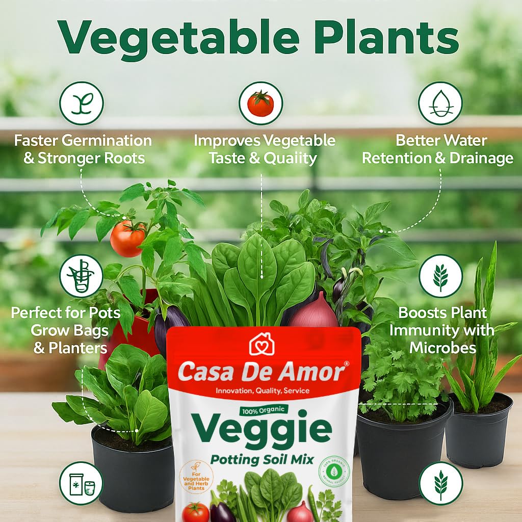 Casa De Amor Organic Veggie Potting Soil Mix for Vegetables & Herbs | Ideal for Kitchen & Terrace Garden | 100% Natural, Ready to Use Growing Media- 5 kg - Image 4