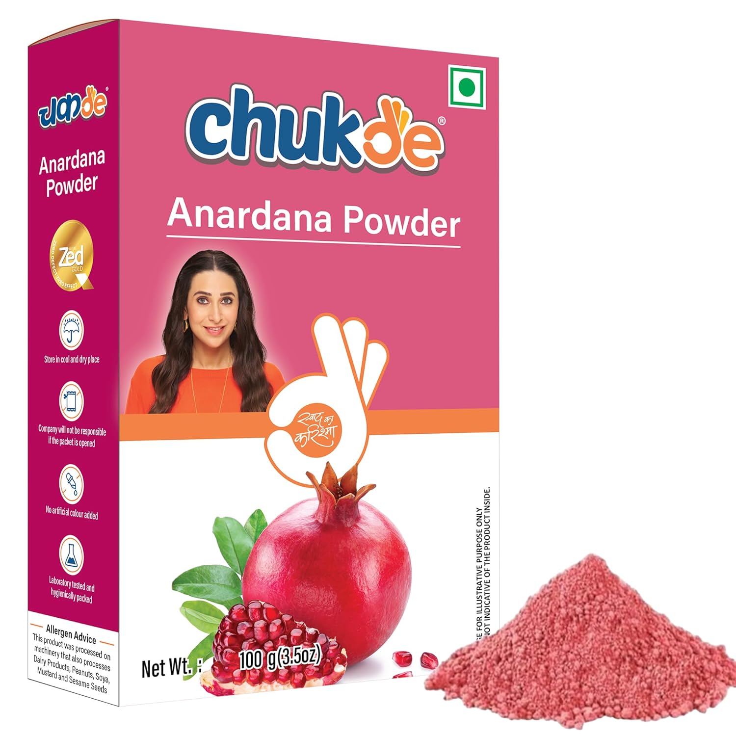 Chukde - Anardana - Pomegranate Seeds Powder - Tangy & Flavorful Spice - Enhance Your Curries, Dals & Snacks - Ideal for Indian Cooking, Chutneys & Marinades - 100 Gm