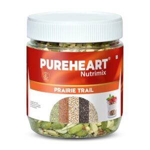 PUREHEART Prairie Trail 5-Seed Mix – Flax, Chia, Pumpkin, Sunflower & Watermelon Seeds | High Protein, Omega-3, Fiber | Healthy Crunchy Snack & Salad Topping | Gluten-Free & Nutritional – 230g
