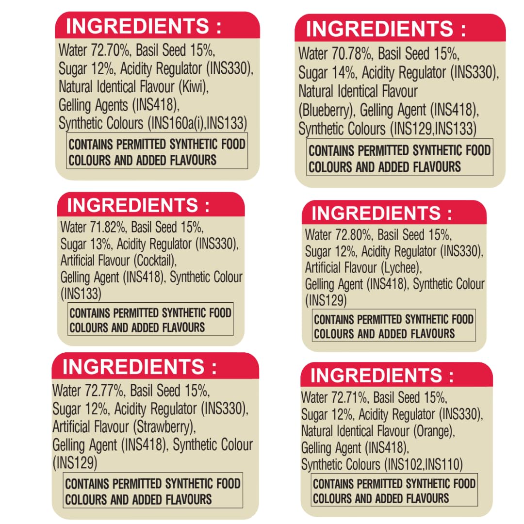 American Delight Flavored Drink with Basil Seed |Cocktail, Kiwi, Lychee, Blueberry, Strawberry, Orange Flavored Fruit Drink with Basil Seeds Aka Sabja Seeds | Pack of 6 x 300 Ml Each - Image 3