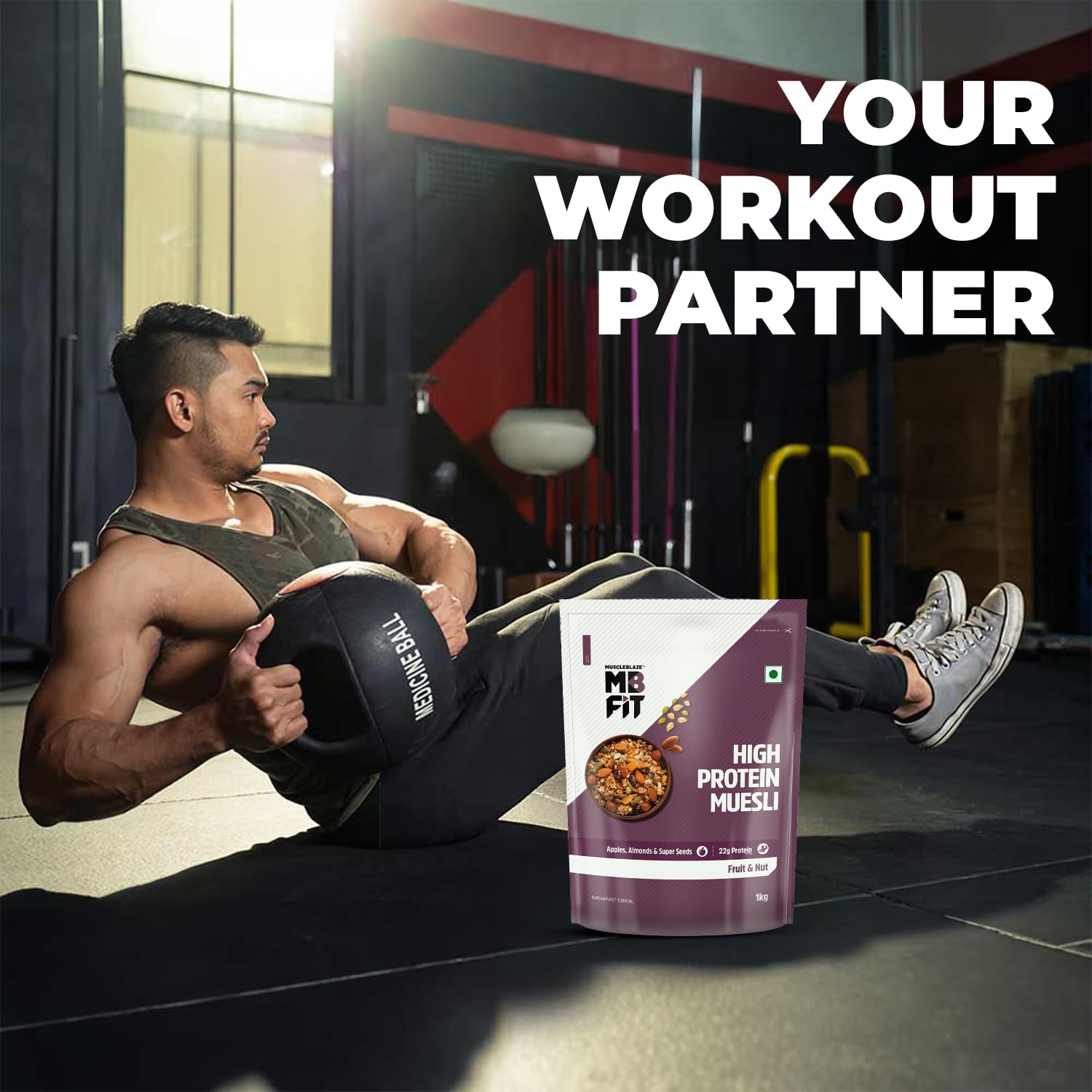 MuscleBlaze Fit High Protein Muesli (1kg, Fruits & Nut) | 22g Protein | With Apple, Almonds & Super Seeds, High Protein Breakfast Cereals - Image 2