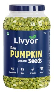 Livyor Raw Pumpkin Seeds for eating – 1kg | Raw, Unroasted | Rich in Protein | High Fiber Seeds | Healthy Snack | 1 Jar Pack