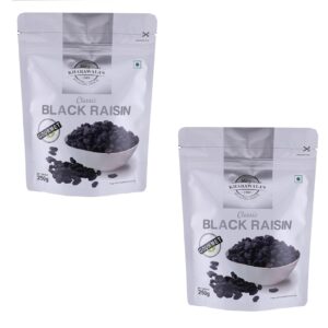 KHARAWALA’S Afghani Classic Black Raisins with Seeds | Kali Kishmish (Pack of 2-250gm Each)