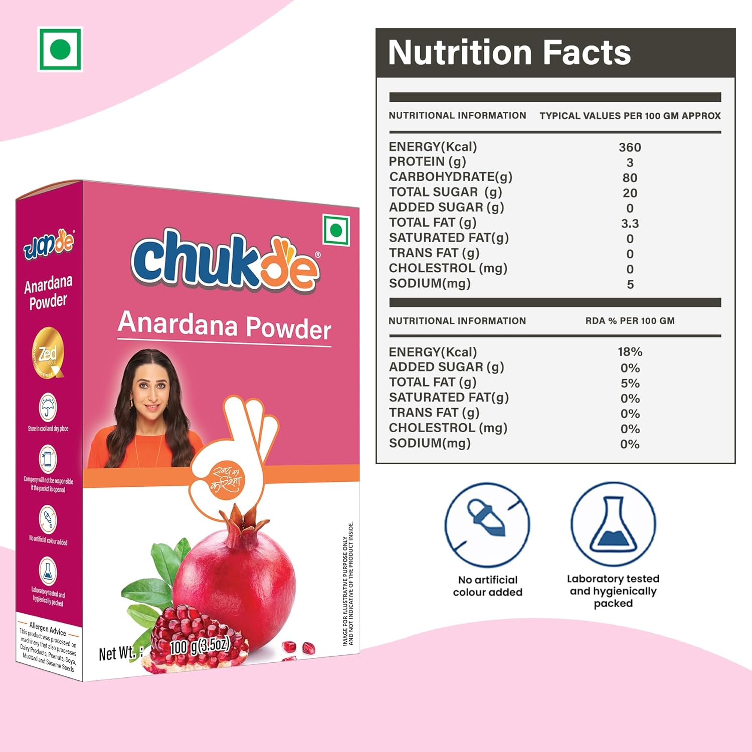 Chukde - Anardana - Pomegranate Seeds Powder - Tangy & Flavorful Spice - Enhance Your Curries, Dals & Snacks - Ideal for Indian Cooking, Chutneys & Marinades - 100 Gm - Image 2