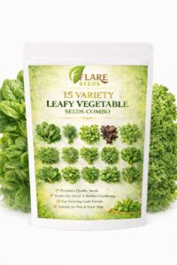 15 Variety Leafy Vegetable Seeds Combo, Fast Growing Greens for Home and Kitchen Gardening