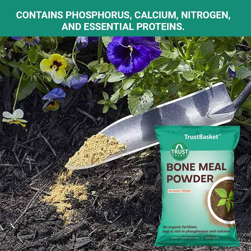 TrustBasket Organic Bone Meal for Plants Home Gardening | Steamed Bone Meal | Rich in Phosphorus and Calcium | Natural Plant Fertilizer| - 450 Grams (Set of 1) - Image 3