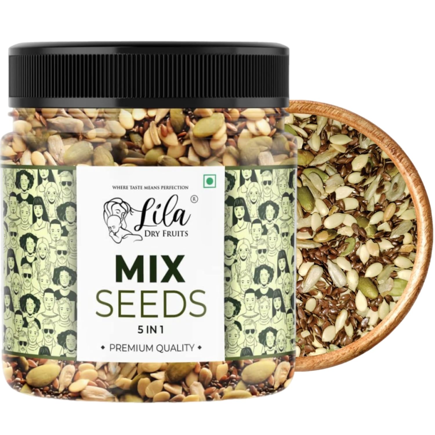 LILA DRY FRUITS 5 in1 Superseed Mix 500 Gms - Mixture of Chia, Pumpkin, Sunflower, Watermelon and Flax Seeds | Immunity combo for Weight Management | Mix Seeds for Eating | Perfect for Gifting