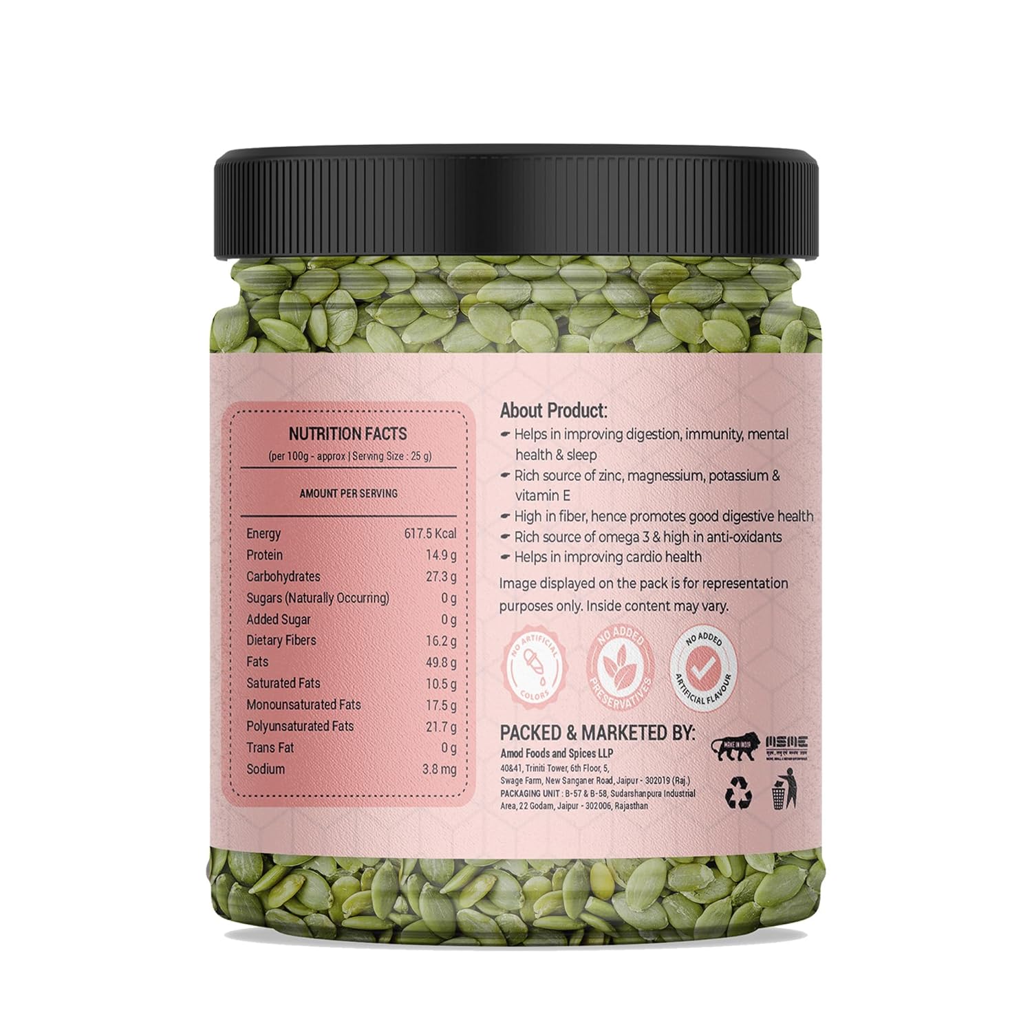 AMAYU Raw Pumpkin Seeds 200g, Rich in Fiber Superfood, Seeds For Eating, Healthy Diet - Image 2