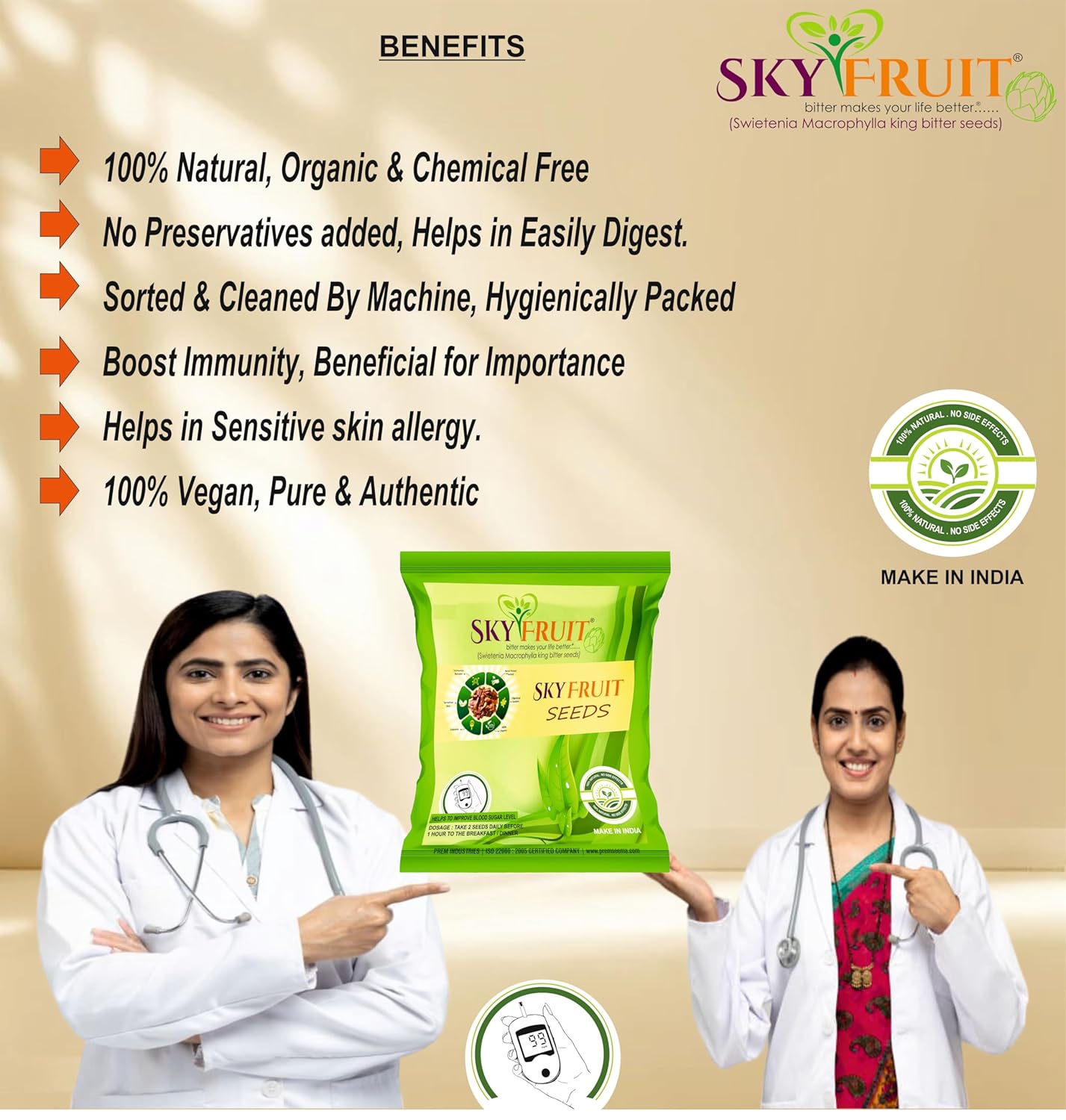SkyFruit Sky Fruit Kadwa Badam Sugar Badam | Diabetes Bitter Almonds | Thengani kai | Mahogany Seeds | Diabetes King Bitter Seeds, Machine Cleaned, hygienically processed & packed 500 Grams - Image 4