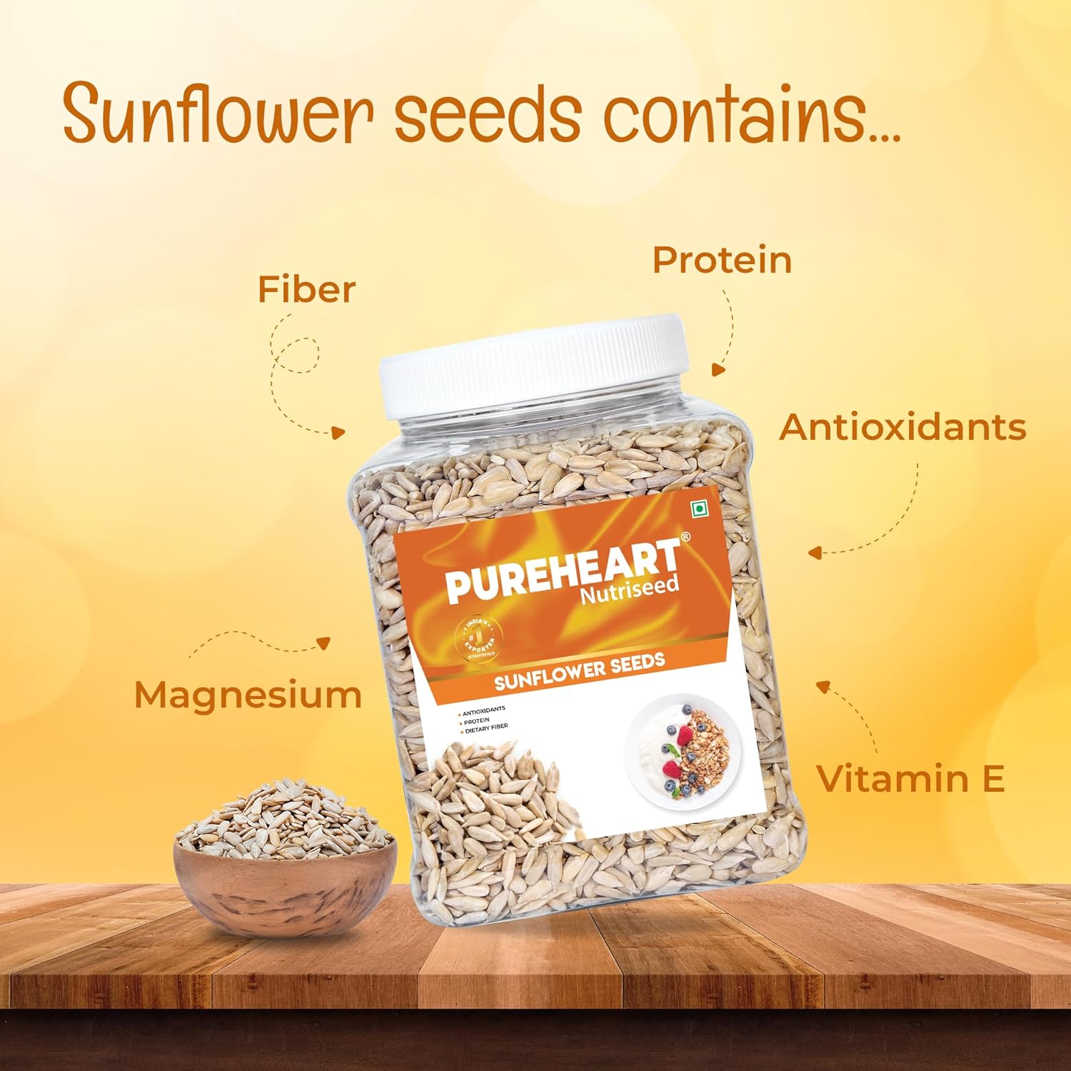 Pureheart Premium Raw Sunflower Seeds for Eating 1000 gm - Protein, Fibre and Antioxidants Rich Superfood for Heart Health, Immune Support, Healthy Diet Snack - Image 6