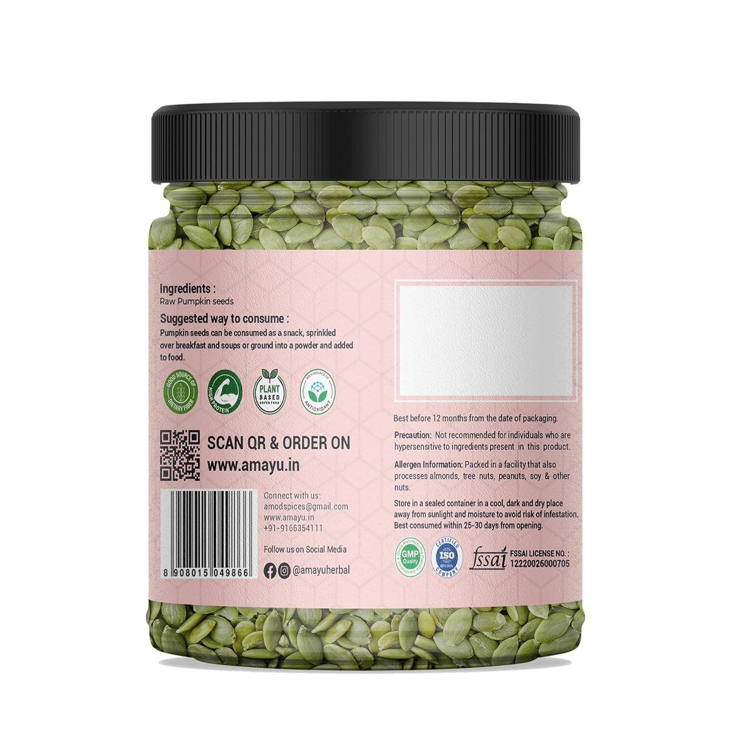 AMAYU Raw Pumpkin Seeds 200g, Rich in Fiber Superfood, Seeds For Eating, Healthy Diet - Image 7