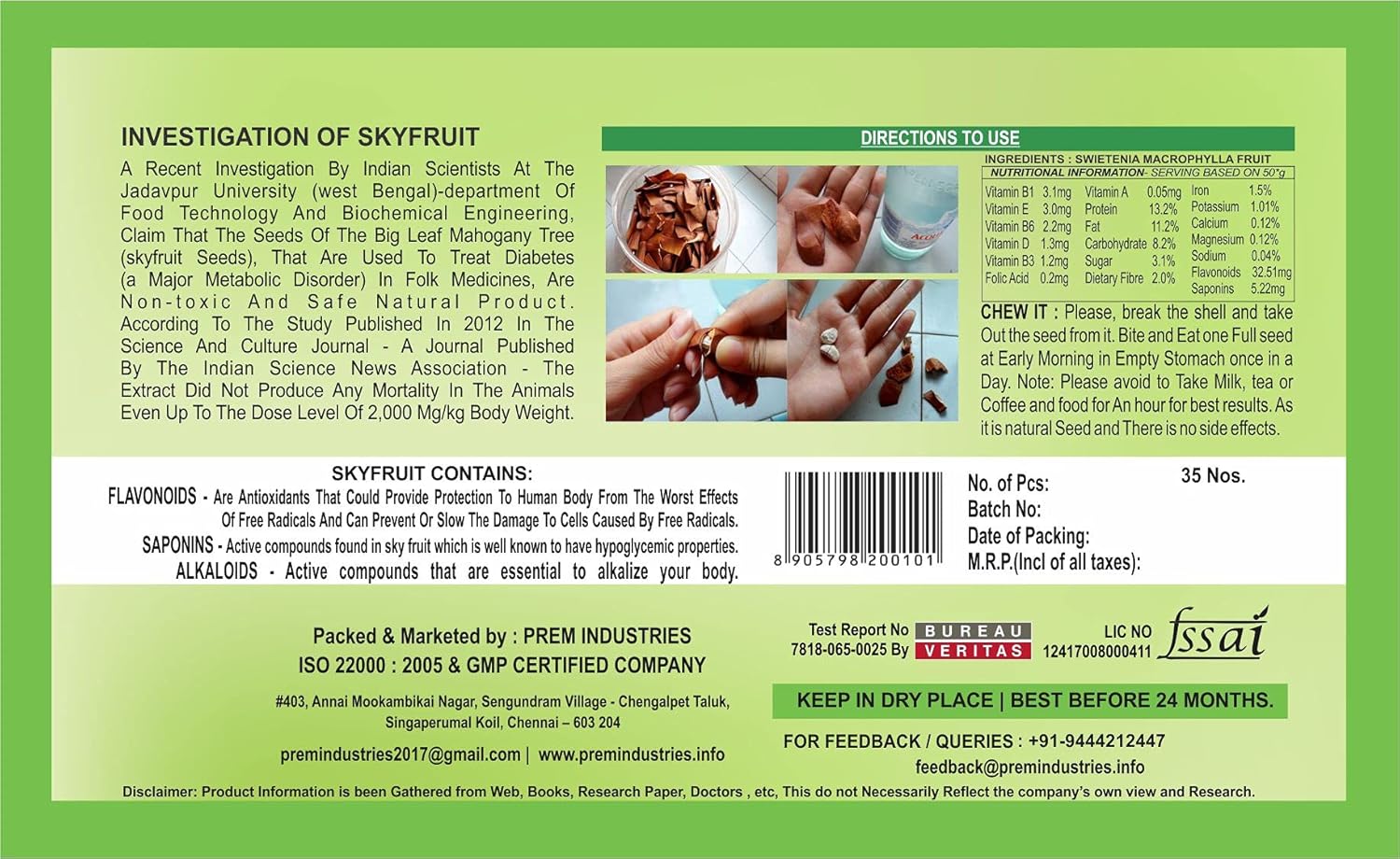 Kadwa Badam Peeled Sugar Badam - 120 Grams | Diabetes Bitter Almonds | Mahogany Seeds - Image 2