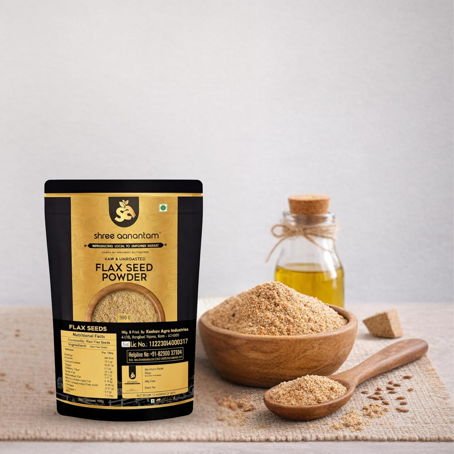 Shree Aanantam Cold‑Milled Flax Seed Powder – 400gr | Non‑GMO, Gluten‑Free Ground Flaxseed Meal | High Fiber Plant Protein & Omega‑3, Vegan Superfood for Smoothies, Baking & Heart Health - Image 7
