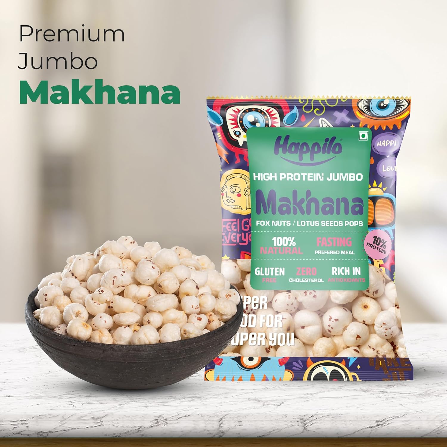 Happilo Premium Jumbo Handpicked Fox Nuts (Phool Makhana) 100g | Lotus Seeds, Roasted Foxnuts | Healthy Snacks | Low Calorie, Vegan & Superfood - Image 5
