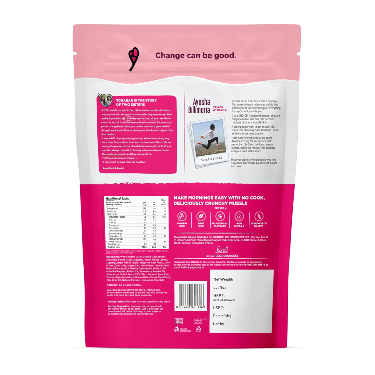 Yogabar Wholegrain Breakfast Muesli Fruits, Nuts + Seeds, 700 g (Super Saver Pack) - Image 7