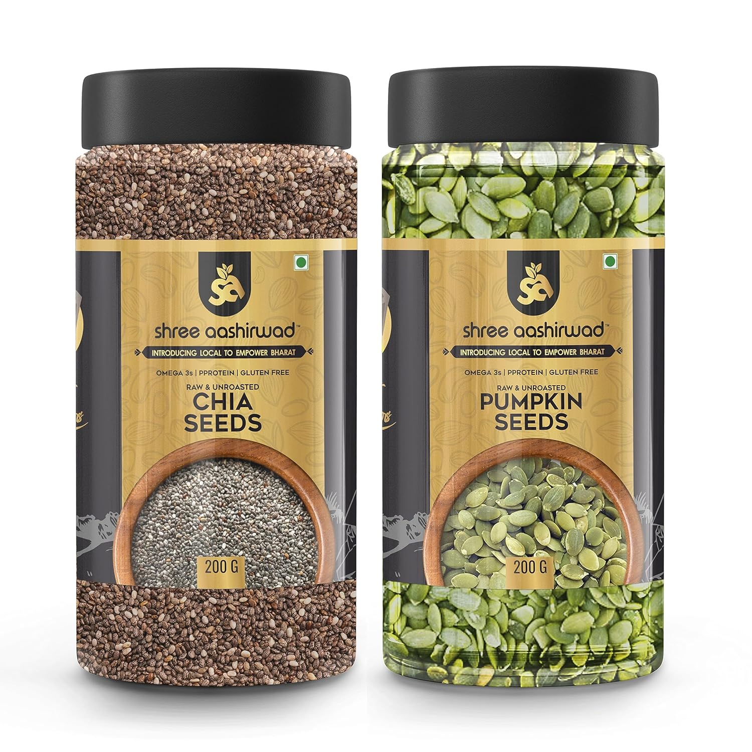 Shree Aanantam Combo of Chia Seeds -200g and Pumpkin Seed - 200g | Seeds for Eating | Raw Seed | Diet Food