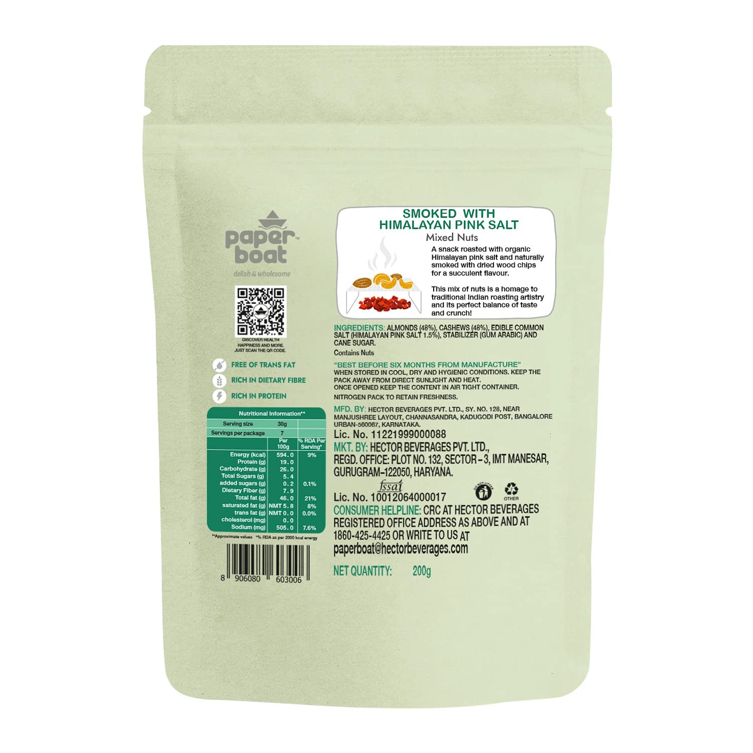 Paper Boat Smoked and Roasted Mixed Nuts with Himalayan Pink Salt, Premium Dry Fruit Mix | Almonds & Cashews, Pouch (200g) - Image 2