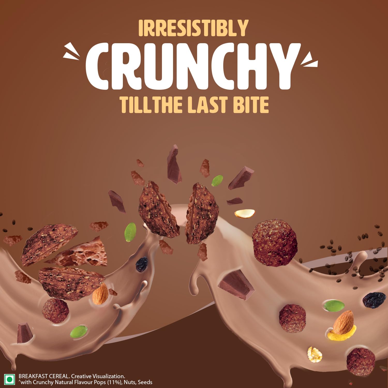 Saffola Muesli Choco Crunch with Flavour Pops, 400 gm/450 gm | 15 in 1 Fruit and Nuts, Seeds, Millet & more | Cereals for breakfast with wholegrain, protein, fibre - Image 6