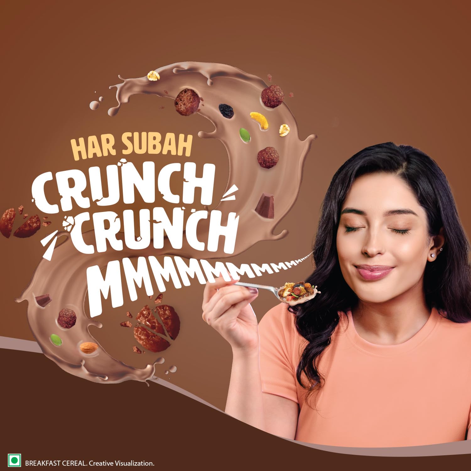 Saffola Muesli Choco Crunch with Flavour Pops, 400 gm/450 gm | 15 in 1 Fruit and Nuts, Seeds, Millet & more | Cereals for breakfast with wholegrain, protein, fibre - Image 4
